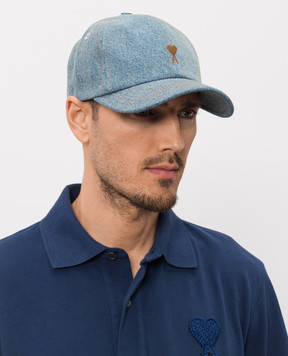 Ami Paris Голубая джинсовая кепка Ami de Coeur UCP264DE0046m