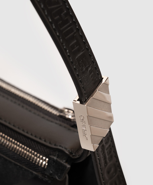 Off-White Черная кожаная сумка Sandbag 404 с принтом Diag OWWNN10F26LT01 изображение 4