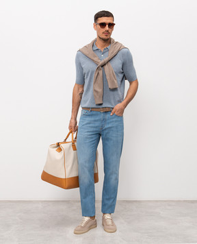 Brunello Cucinelli Голубые джинсы с вышивкой эмблемы ME645D3210
