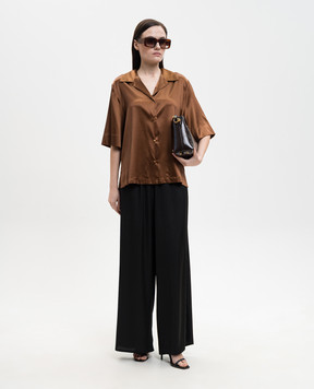 Solotre Коричневая блуза из шелка M1AB0093