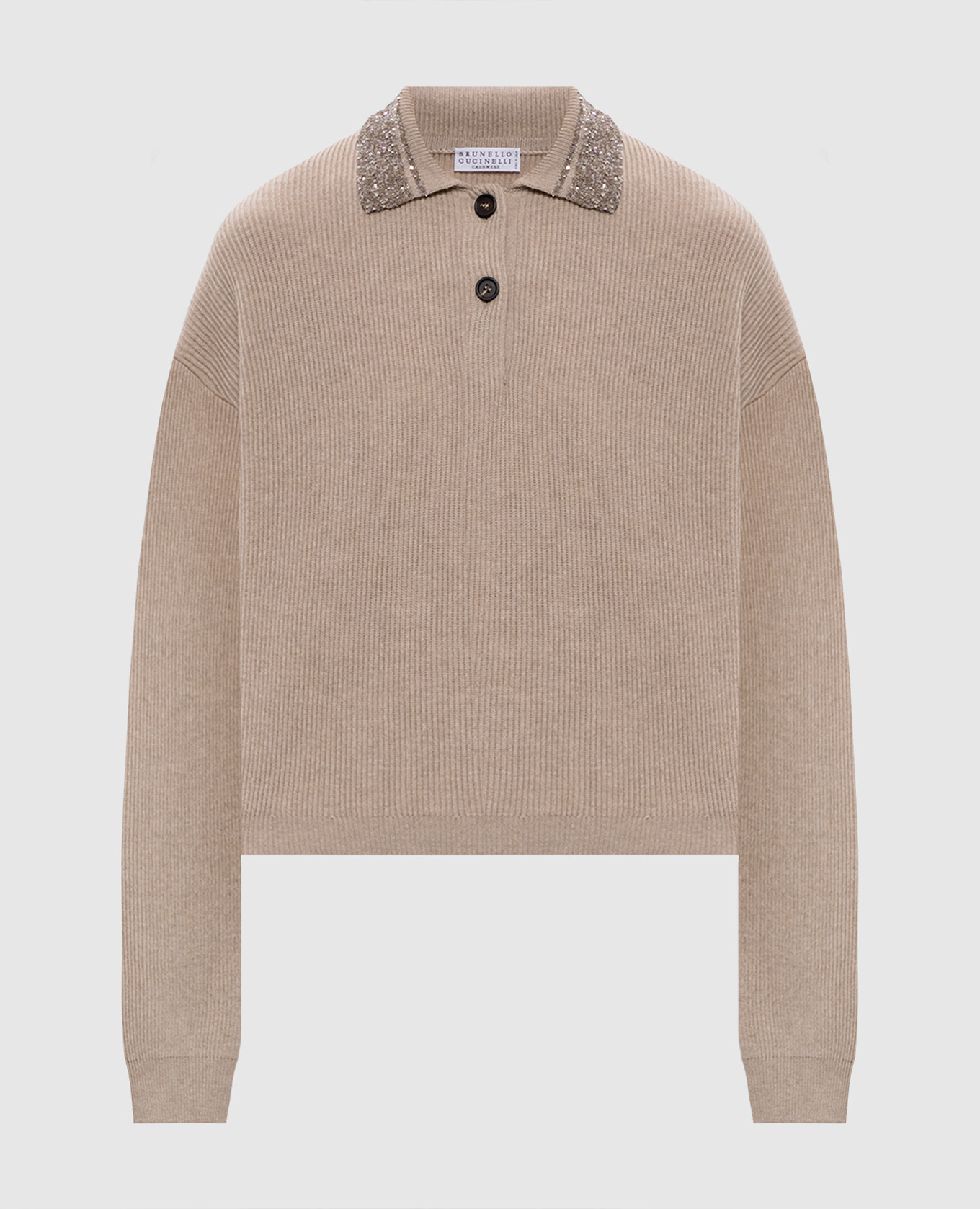 

Бежевое поло из шерсти, кашемира и шелка, Бежевый, Поло