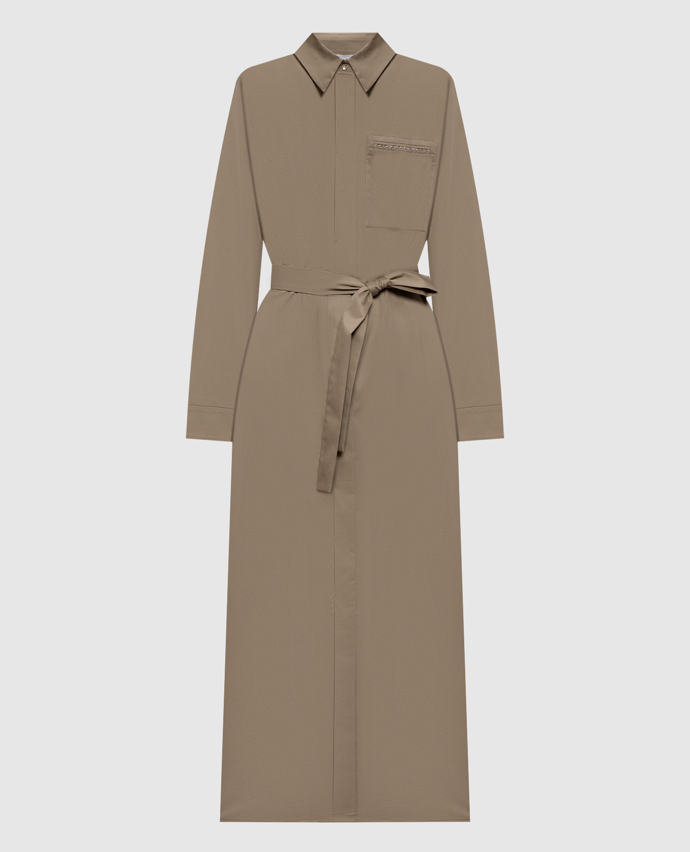 Сукня-рубашка цвета хаки с цепочкой мониль