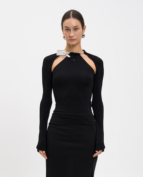 Off-White Чорний топ з логотипом 2AD27LF25JER001