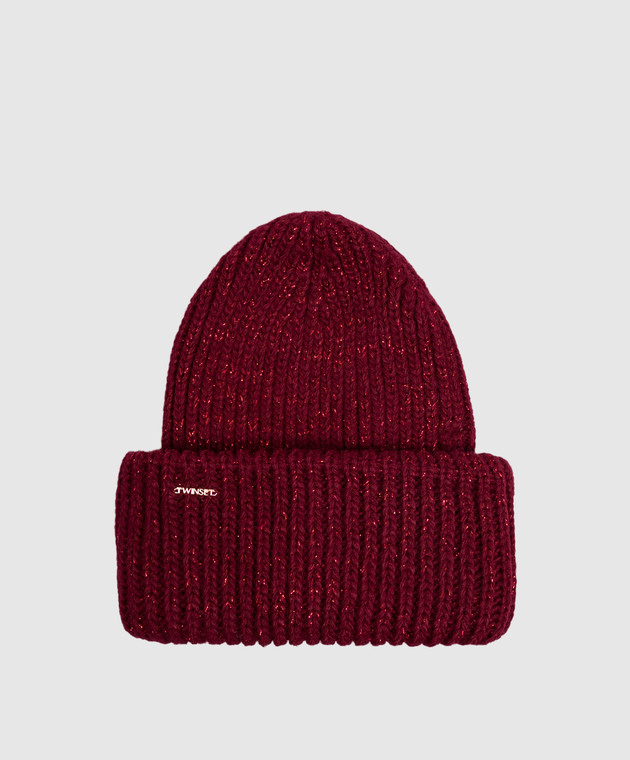 Twinset Бордовая шапка с люрексом 262TA4620