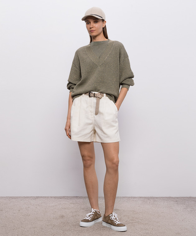 Brunello Cucinelli Футболка цвета хаки с кашемиром и шелком с люрексом M41810000 изображение 2