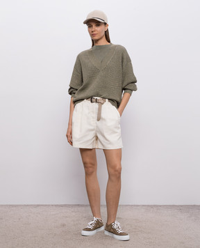 Brunello Cucinelli Футболка цвета хаки с кашемиром и шелком с люрексом M41810000