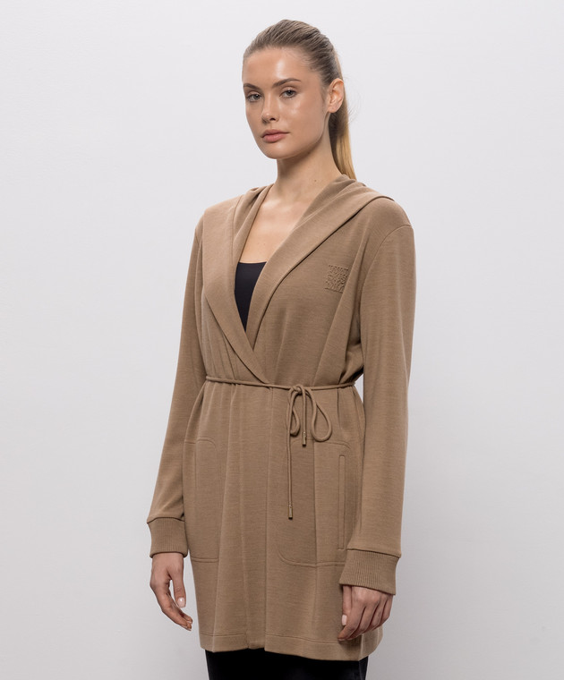 Max Mara Коричневый кардиган LASER из шерсти MXMLASER изображение 3