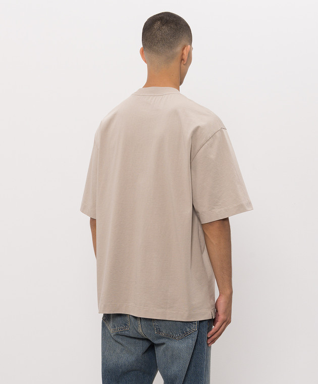Off-White Бежевая футболка с принтом логотипа 44MAA120S26J00H изображение 4