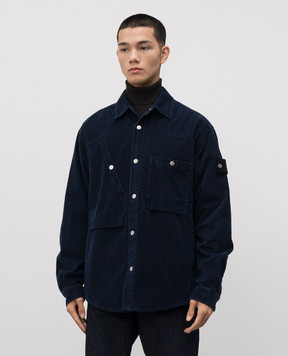 Stone Island Синя вельветова сорочка з логотипом K2S151100008S0J10