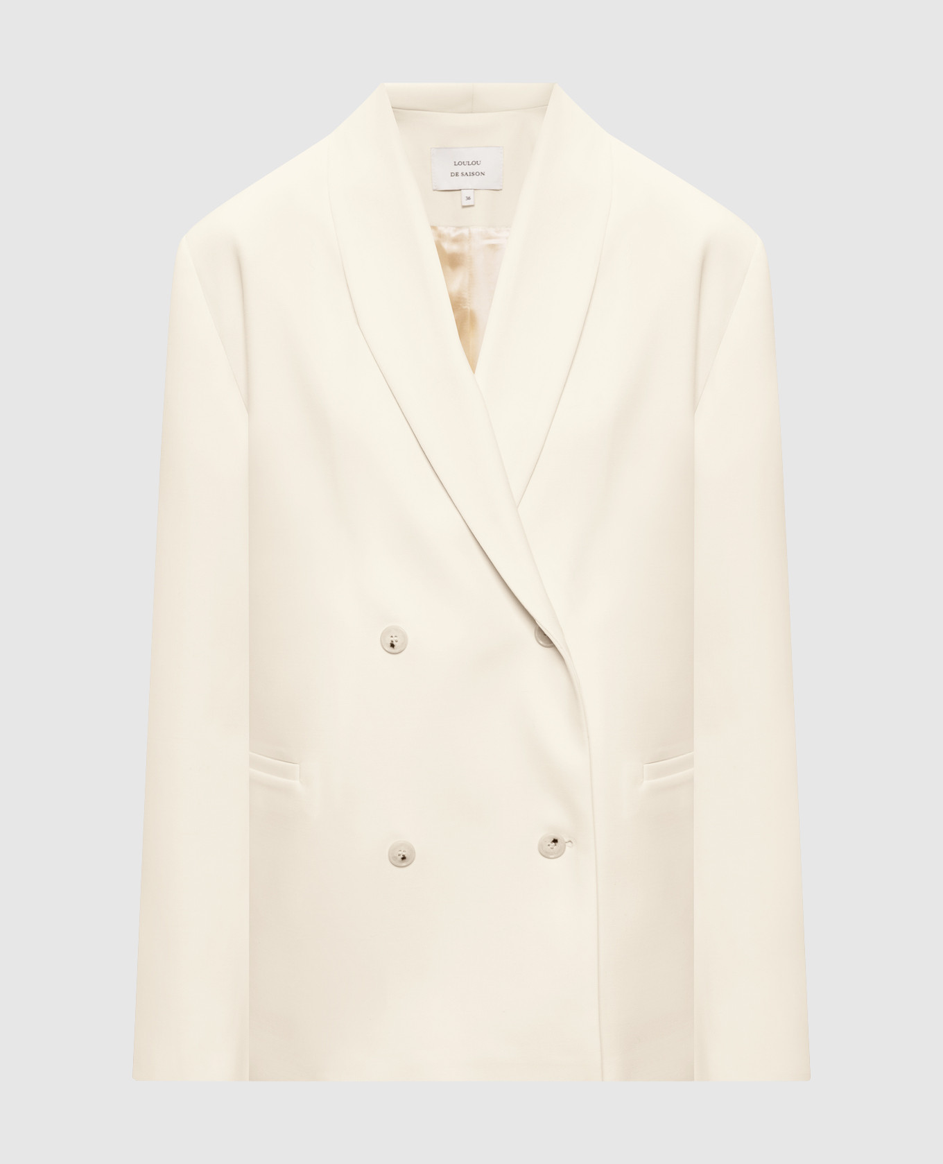 Бежевый двубортный жакет SANCIA из шерсти