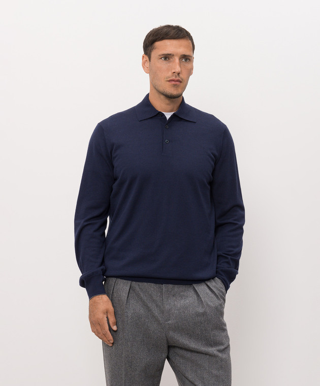 Brunello Cucinelli Поло синего цвета M2400295 изображение 3