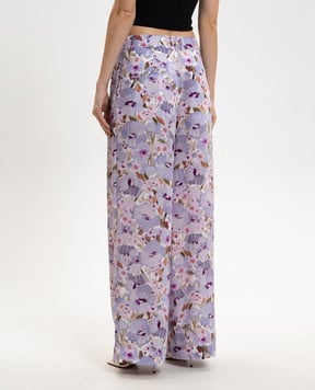 Balmain Фіолетові штани із шовку в квітковий принт GF1PN215SF37
