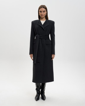 Khaite Серое пальто на запах Jelson из шерсти 7139547