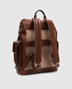 Brunello Cucinelli Коричневий шкіряний плетений рюкзак MBXOBU356