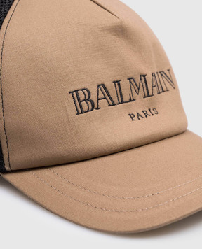 Balmain Детская коричневая кепка с вышивкой логотипа BY0P67G0197