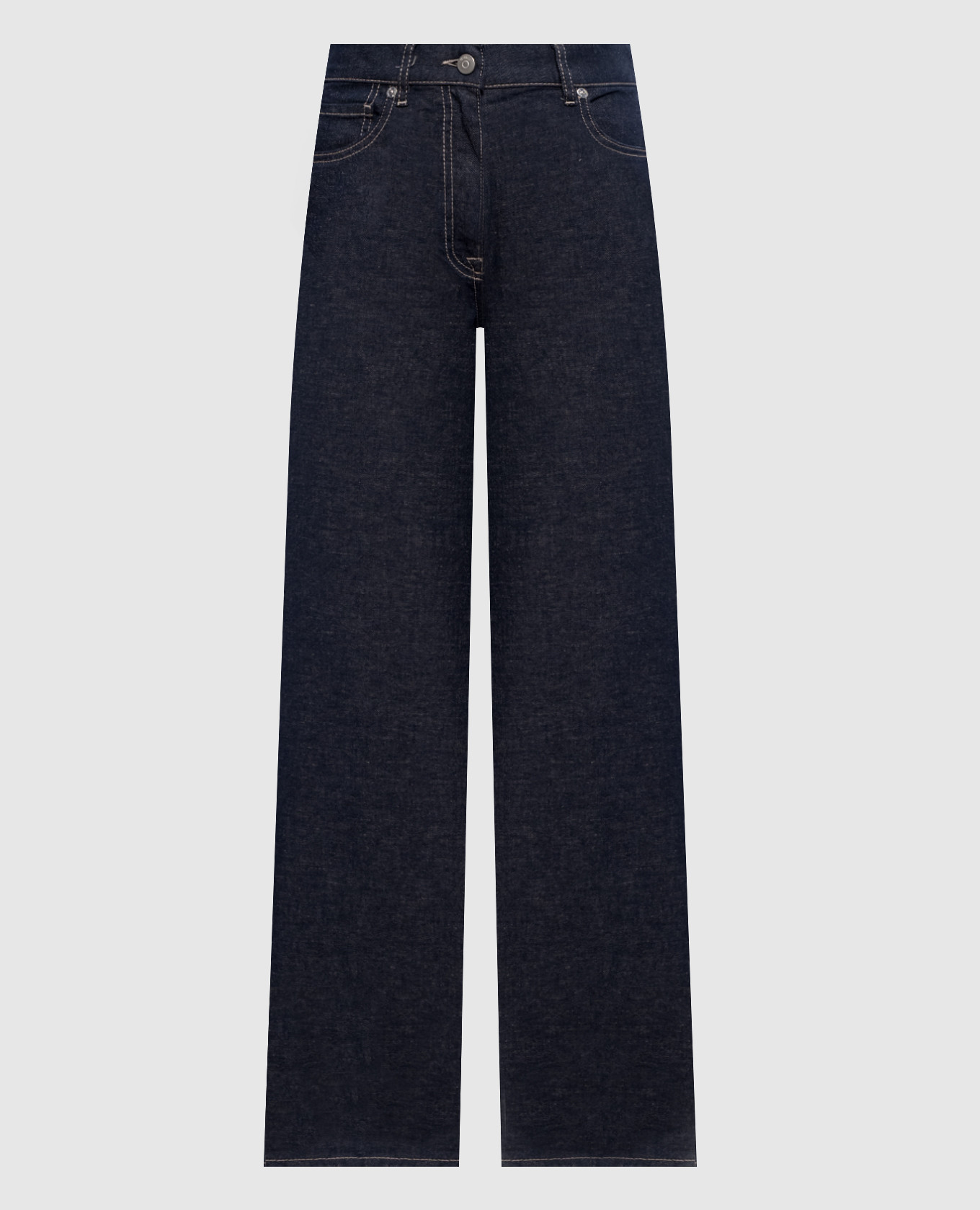 Синие джинсы с льном