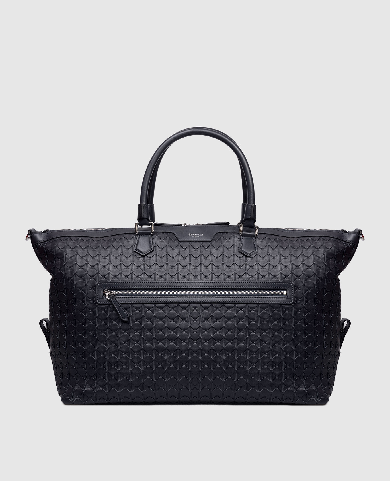 

Синяя кожаная дорожная сумка с плетением, Синий, Дорожные сумки