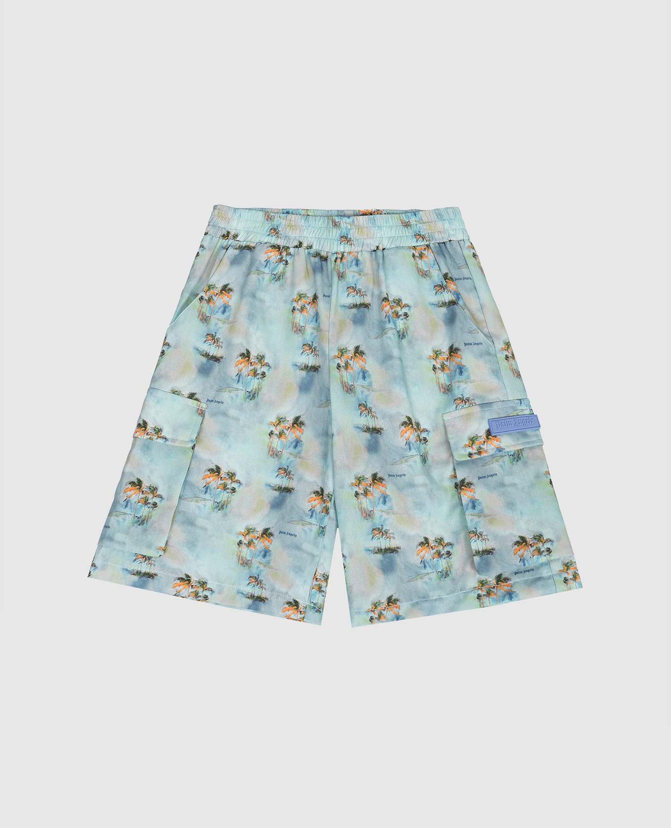 

Детские голубые шорты-карго в принт, Голубой, Шорты