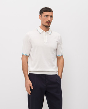 ISAIA Біле поло з вишивкою емблеми MG8467Y0542