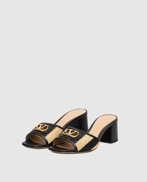 Valentino Чорні комбіновані мюлі з емблемою 8W2S0MH7IPL