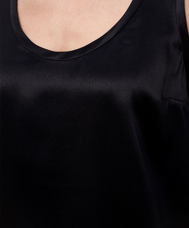 Brunello Cucinelli Черный топ из шелка MPC59E0600 изображение 5
