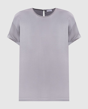 Brunello Cucinelli Серый топ из шелка с цепочкой M0C59DE310