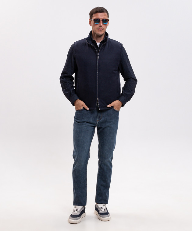 ISAIA Синий двухсторонний жилет с вышивкой эмблемы SR733197541 изображение 3