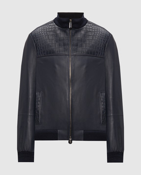 Stefano Ricci Синя шкіряна куртка M7J6300200NPSTR6
