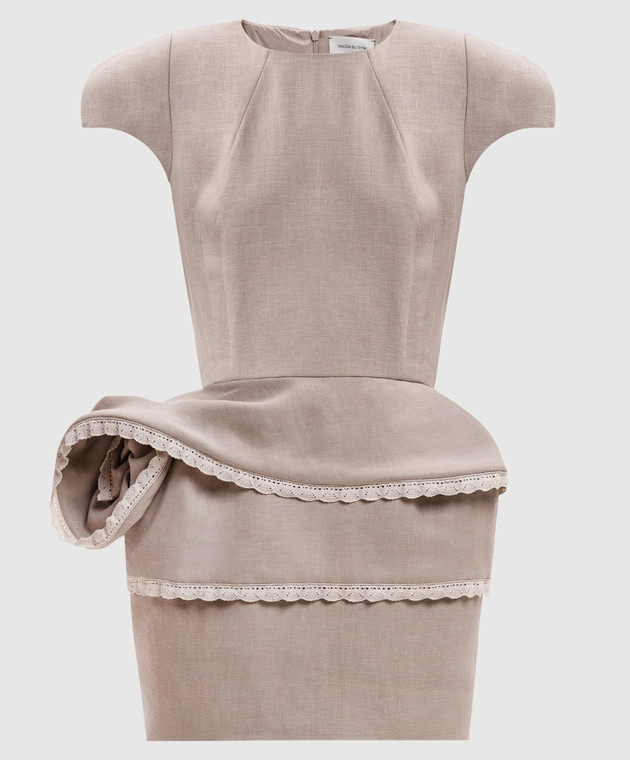 Magda Butrym Бежева сукня мін з льону з акцентними плечима DRESS52328726