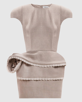 Magda Butrym Бежевое платье мин из льна с акцентными плечами DRESS52328726