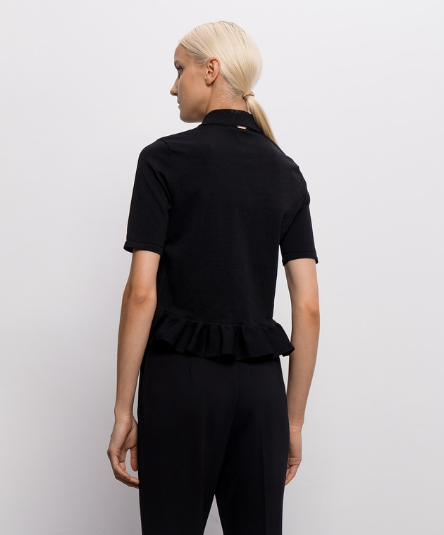 Twinset Черное поло с оборкой 262TP3141 изображение 4