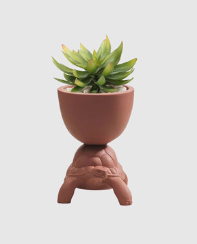 Qeeboo Коричневий керамічний горщик для рослин Turtle Carry XS 36016PLTE