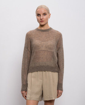 Brunello Cucinelli Коричневий джемпер з вовною з ланцюжком моніль M2I776830