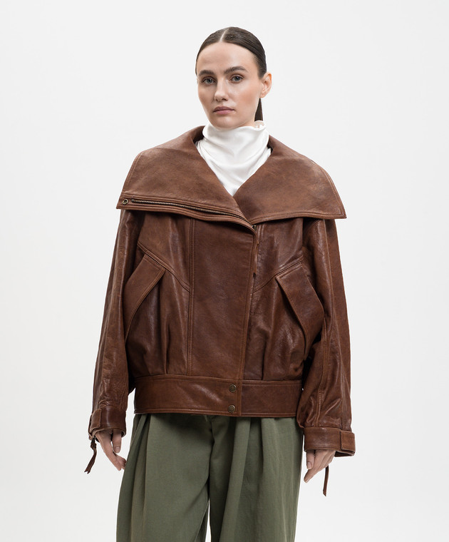 Balmain Коричневая кожаная куртка GF0TD230LE37 изображение 3