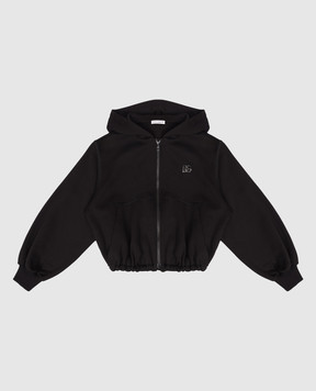 Dolce&Gabbana Дитяча чорна спортивна куртка з вишивкою монограми L5JWCPG7PSA812+