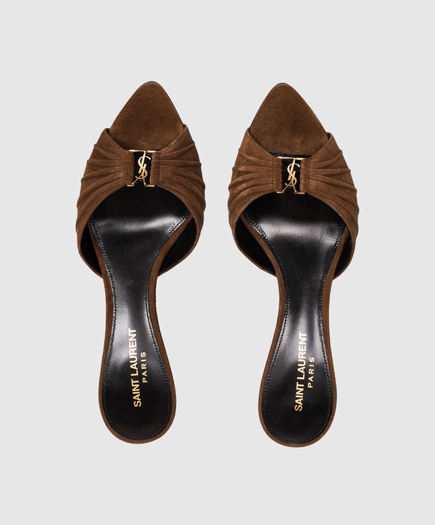 Saint Laurent Коричневі замшеві мюлі BABYLONE 86112127D00 зображення 4