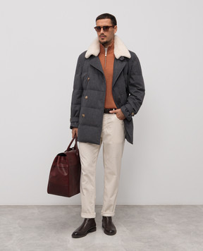 Brunello Cucinelli Бежеві вельветові штани з патчем логотипа M279UF1010