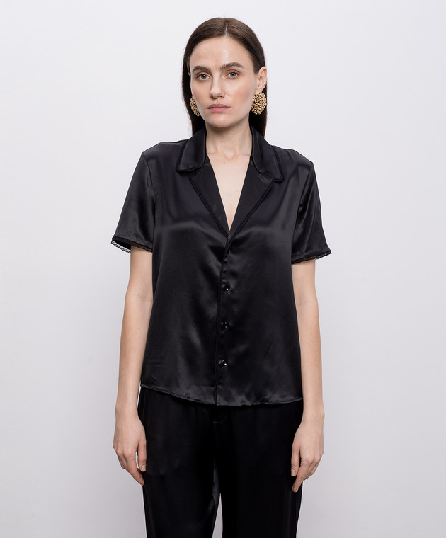 Saint Laurent Чорна блуза із шовку 861081Y7G27 зображення 3