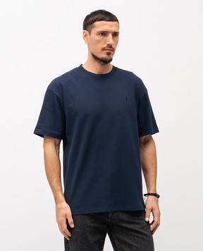 Saint Laurent Синяя футболка с вышивкой монограммы Cassandre 832941Y37HCm