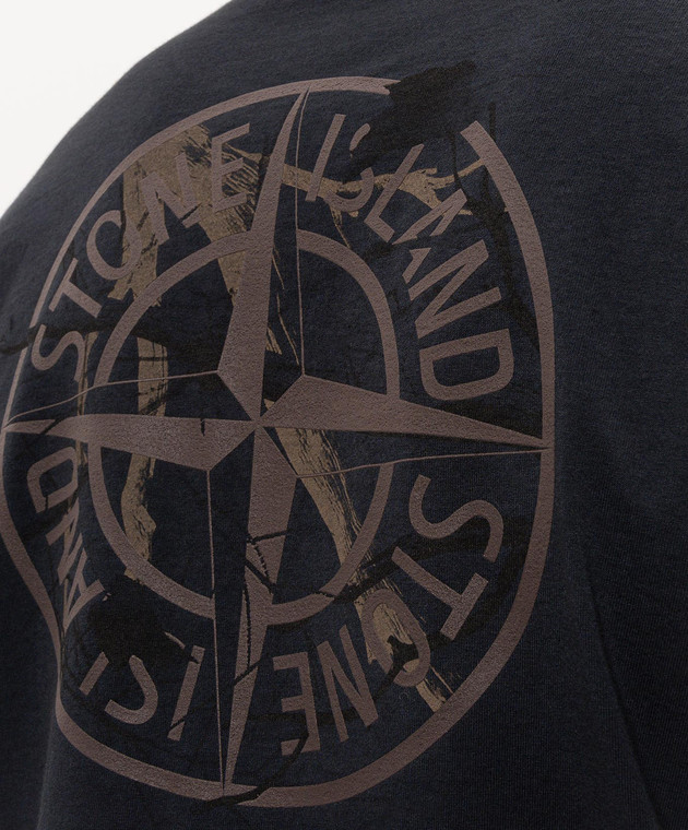 Stone Island Темно-синя футболка з принтом емблеми L2S152100001S0E19 зображення 5