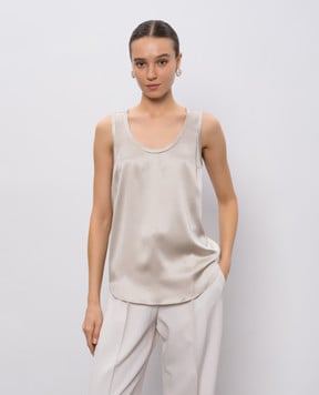 Brunello Cucinelli Бежевый топ из шелка M0C59E0600