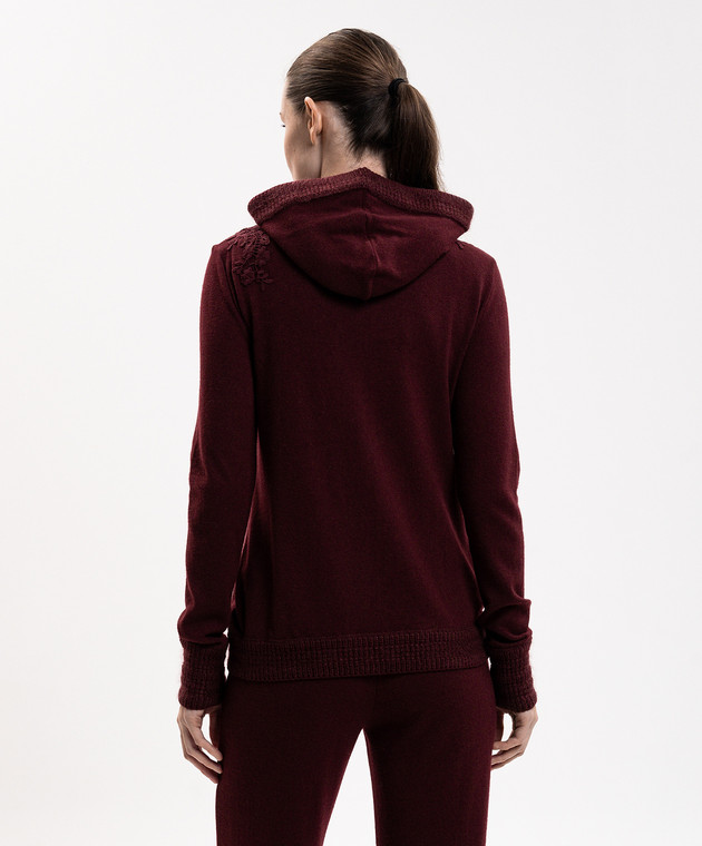 Ermanno Scervino Life Бордовий кардиган з вовною та кашеміром D494M706XJO зображення 4