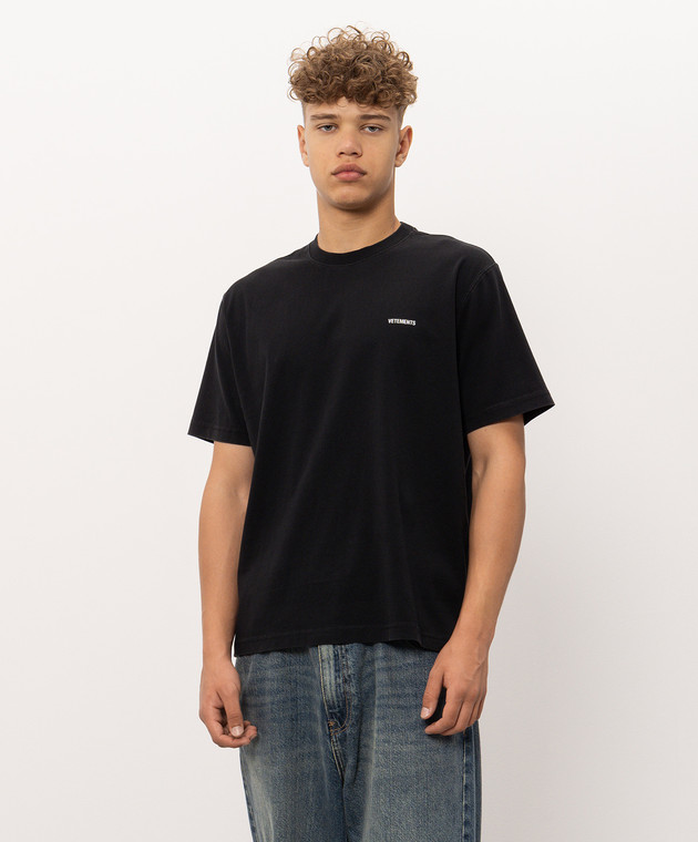 Vetements Чорна футболка з принтом логотипа MH27TR161Bm зображення 3