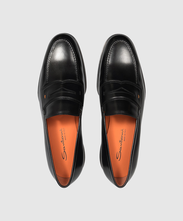 Santoni Чорні шкіряні лофери MGEG18964NEAXNTG зображення 4