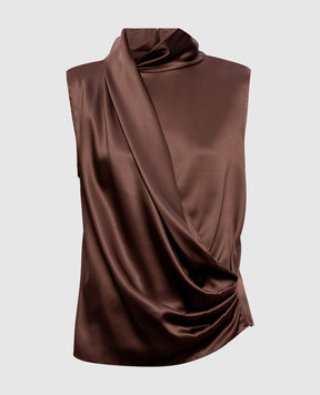 Brunello Cucinelli Коричневая блуза с драпировкой M0C59B1T04