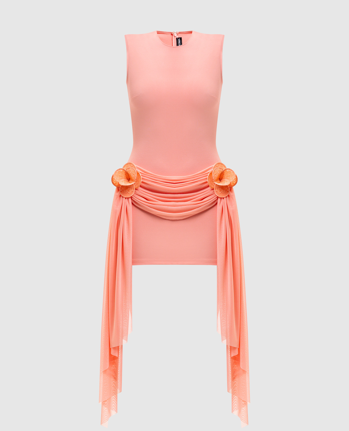 Розовое платье мини с аппликациями