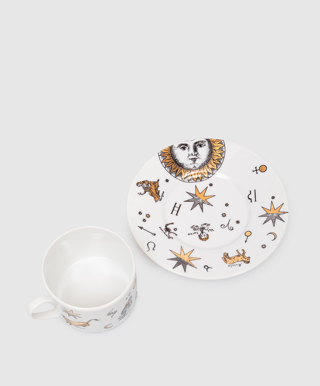 Fornasetti Біла порцелянова чашка для чаю з блюдцем Astronomici P14Z300 зображення 2