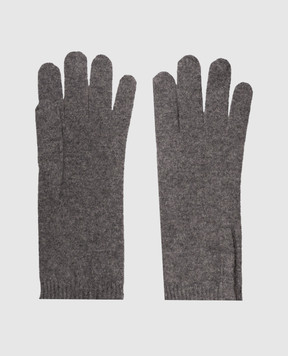Brunello Cucinelli Серые перчатки из кашемира с цепочкой мониль M12147189