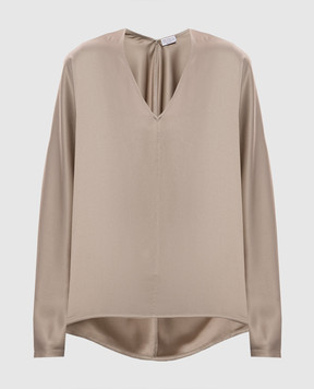 Brunello Cucinelli Бежева блуза із шовку MB179DI702