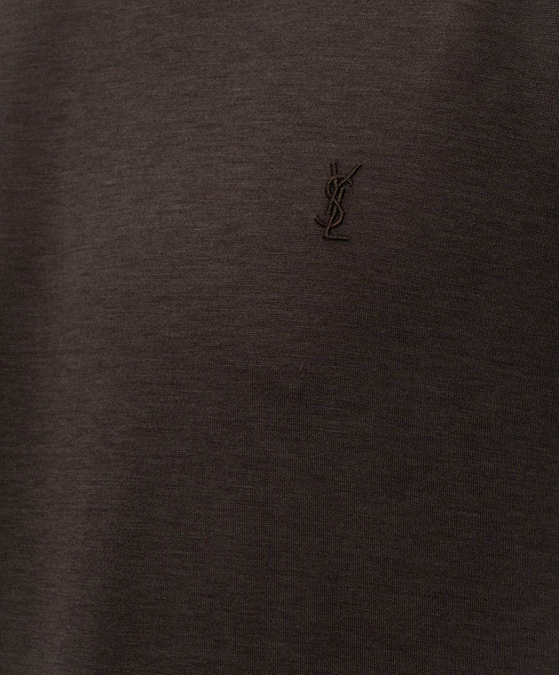 Saint Laurent Коричневая футболка с шелком A001DGY38FI изображение 4